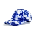 Baseball cap with blue and white tie-dye pattern featuring a curved brim and 6-panel design - Blue & White Tie-Dye