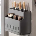 Organizer da cucina a parete in acciaio inossidabile grigio per coltelli e posate da 24cm - Doppio Uso a Parete/Appoggio / Taglia Grande - Acciaio Inox Grigio Fucile