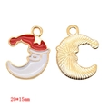 Christmas crescent moon pendants with red hat enamel finish for DIY jewelry making - Santa Claus on Moon (A3-096)