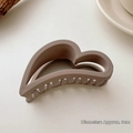 Matte brown heart shaped hair claw clip in 9cm diameter for elegant hairstyling - Heart Style / Diameter approx 9cm / Light Coffee