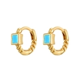 Dettaglio del marchio Ag 925 su orecchini a cerchio in oro con gemma blu rettangolare - Oro Turchese