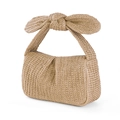 Strohhandtasche mit Schleifengriff für Damen im Sommerurlaub-Stil in Khaki-Holzfarbe - 21x12x10CM / Aprikose