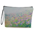 Borsa trucco floreale con stampa di tulipani viola e cinturino con cerniera nera - 17*25cm / Stile Pittura a Olio di Tulipano Viola Chiaro (Stile 3)