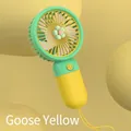 Mini portable goose yellow fruit fan with flower decor and lanyard for kids - Goose Yellow Flower