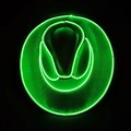 Top view of a black LED fedora with neon green light-up trim for rave parties - Adult Wireless-White Fluorescent Green