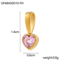 Pink heart-shaped zircon pendant in gold-tone metal with dimensions of 1.4cm by 0.6cm - Heart - Pink Zirconia