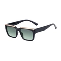 Square polarized sunglasses in black frame with gold metal top bar and green gradient lenses - Brilliant Black Gradient Grey Green