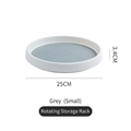 Rotating 25cm small white kitchen organizer tray with grey non-slip interior lining - Small / Gray