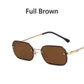 Retro small metal frame sunglasses with brown hexagonal lenses and gold textured temples - Transparent Tea