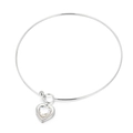 Silver stainless steel heart pendant choker with clear crystal stone detail - Silver Shiny White Heart Style (KN233257-Z)