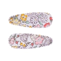 Barrettes à cheveux en tissu floral avec bords festonnés et motifs de jardin - Pince Goutte Fleurie (Lot de 2) / Fleuri Multicolore-Pastoral
