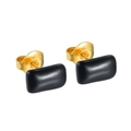 Minimalist rectangular black enamel stud earrings in 18K gold plated stainless steel - E929-Black Rectangle