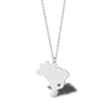 Silver minimalist Brazil map necklace with a delicate heart cutout detail pendant - Brazil - Silver