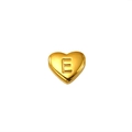 Golden heart-shaped letter E pendant made of polished stainless steel for DIY jewelry - Letter E Style (S-P143-E)