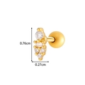 Gold screw back cartilage stud earring with geometric zircons, size 0.76cm by 0.27cm - Elongated Geometric (0180-5# Gold)