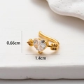 Macro shot of gold cupid arrow cartilage cuff with heart cubic zirconia and dimensions - Golden Yellow