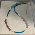 Baroque style bracelet with colorful rose stone and freshwater pearls in a gift box - Colorful Irregular Jade Necklace