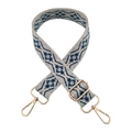 Macro shot of adjustable jacquard strap with blue geometric pattern and gold hardware - Light Blue Dark Blue Floral