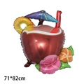 Tropical cocktail fruit balloon for party decor with red cup and blue umbrella 71x82cm - Hawaiian Coconut Drink