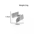 Adjustable silver stainless steel angel wings ring with detailed feather texture - Angel Wing Style / Silver