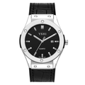 Reloj de cuarzo clásico para hombre con esfera negra y correa de cuero negro - Esfera Negra Correa de Cuero Negra / Negro