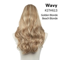 Detailed back view of long wavy U-part hair extension in Golden Beach Blonde mix - 24 inch / Golden & Beach Blonde Mix (#27H613)