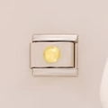 Modular stainless steel link with yellow round gemstone in a silver finish - 0180-conical Ball-silver Edge
