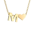 Collana dorata con ciondolo a cuore 3D e lettera M su una catena minimalista - Lettera M - Oro