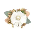 Elegant floral hair clip with a cream faux pearl and white fabric petals - Style 11 (White Pearl Center Flower)