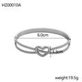 Elegante bracciale rigido in argento con cuore traforato e doppia catena di perle - Stile Catena a Doppia Perla con Cuore (HZ00010A)