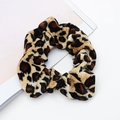 Elegant leopard print hair scrunchie with soft velvet texture for women's hairstyling - Style 3 Leopard Print