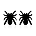 Detailed macro view of black spider earrings featuring a high-gloss polished finish - Matte Black