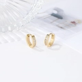 Orecchini a cerchio dorati con zirconi bianchi incastonati a canale in acciaio inossidabile - Oro 14K