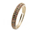 Verstellbarer goldener Ring mit einer Reihe bunter, mehrfarbiger runder Zirkonsteine - Einstellbar Offen / CR024 Gold