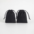 Pair of premium black flannel drawstring pouches for jewelry and gift packaging - 5*7cm / Black