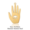 Golden Hamsa hand charm in stainless steel with hollow eye detail, 18x30mm size - Evil Eye Hamsa Style (LA323) / 5 Pieces / Gold