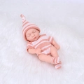 20cm reborn baby doll wearing pink and white striped knit outfit in sleeping pose - Pink & White Striped Style