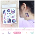 Glitter gradient butterfly and cat temporary tattoo sticker FG-095 for neck application - FG-095 (Starry Sky Cat)