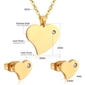 Gold-plated heart jewelry set with necklace and studs dimensions and material details - Gold (SE120502G)