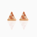 Creative 18K gold plated pizza earrings featuring sparkling orange and white zircon stones - Pizza Design-Rose Gold