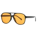 Classic aviator sunglasses with black frame and vibrant orange transparent lenses - Black Frame Dark Orange Lens