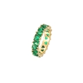 Eternity ring in gold finish featuring triangle-cut green emerald cubic zirconia - Gold - Green Zirconia