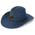 Chapeau de cow-boy shérif bleu foncé vintage avec insigne d'étoile dorée et cordon tressé - Bleu marine