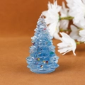 Mini sapin de Noël en résine bleue translucide avec paillettes et étoiles dorées - 57 Aigue-marine + Paillettes de Noël