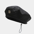 Béret noir classique avec badge métallique K argenté et cordon de serrage réglable - M (56-58cm) / Noir