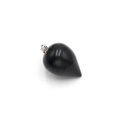 Polished black agate teardrop pendant with metallic clasp for necklace accessories - Obsidian