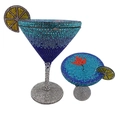Detail of Martini crystal clutch featuring blue gradient rhinestones and lemon slice decor - Blue Danube (Blue Gradient)
