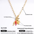Collana in acciaio inossidabile placcato oro 18k con ciondoli a peperoncino e cuore - XL31300-Oro Peperoncino Rosso Cuore Pesce