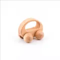 Mini walnut colored wooden toy car for toddlers crafted from natural beech wood blocks - New Model Beech Car