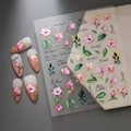 Japanese gold bronzing nail stickers with elegant magnolia flower and leaf patterns - Pink and Purple Magnolia Flowers (CO-268)